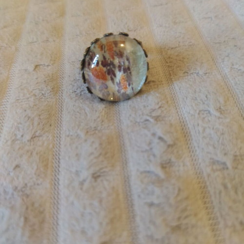 Metal adjustable ring with bronze flower design new
