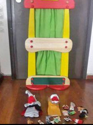 Wooden puppet theater used