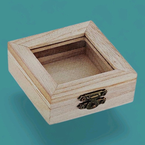Wooden box for bomboniera 8×8×3cm new