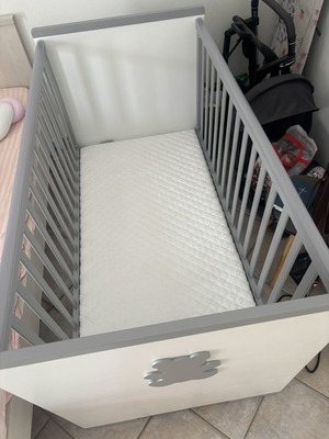 Convertible Baby Cot with Grecostrom Latex Mattress, Like New