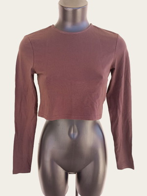 Crop top μακρυμάνικο με ανοιχτή πλάτη H&M Divided σαν καινούργιο, καφέ μέγεθος Μ