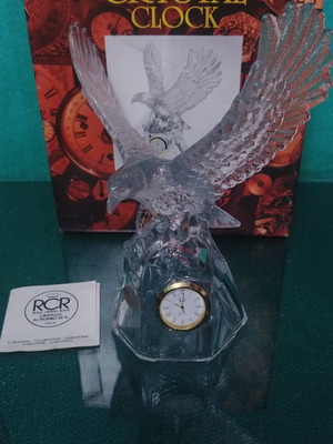 Crystal eagle table clock RCR Italy new