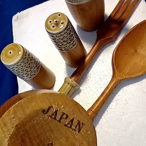 Vintage Japanese Continental Table Set new, wood and ceramic