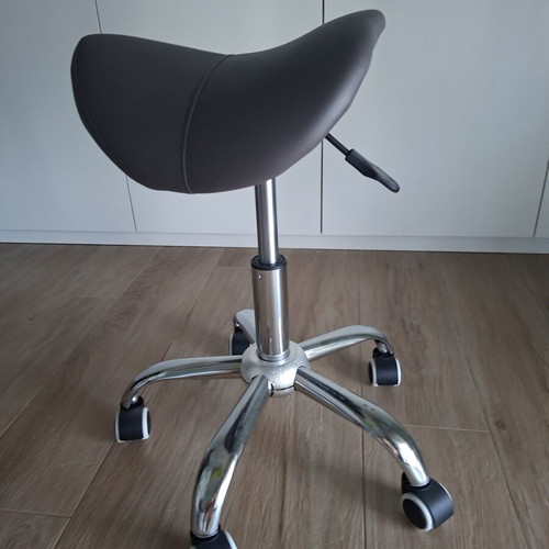Saddle stool, 360° swivel, adjustable height 46-57cm, grey