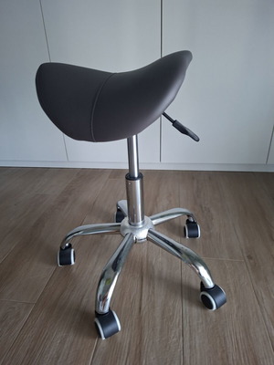Saddle stool, 360° swivel, adjustable height 46-57cm, grey