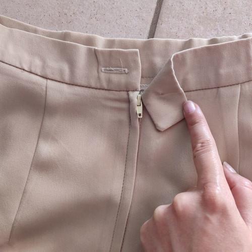 Beige classic skirt used, high-waisted, size 44