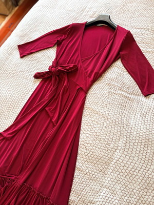 Maxi dress red wrap new SheX size M