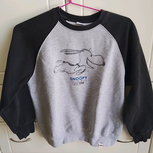 Zara Peanuts kids sweatshirt used, size 152 cm, grey with black sleeves