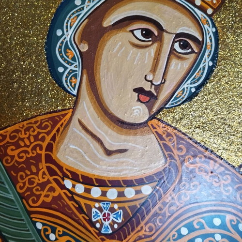 Icon of Saint Catherine like new, traditional egg tempera