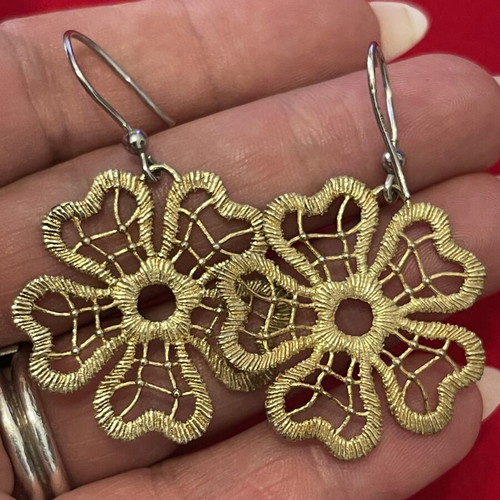 925 silver gold-plated earrings, 4.5 cm