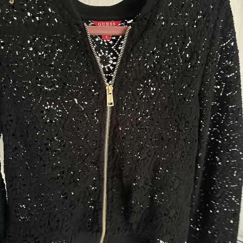 Guess jacket with embroidery details like new, black, size S