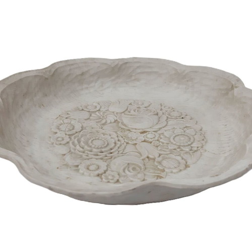 Vintage ceramic bowl with floral relief motif, like new, 25 cm