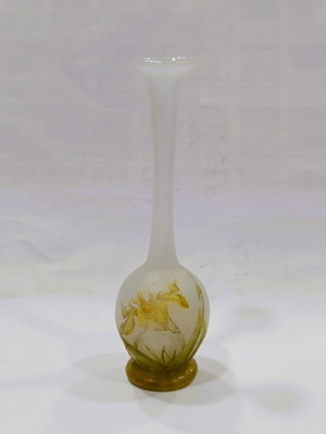 Miniature Soliflore Vase Daum Nancy "Freesias" like new (c. 1900)