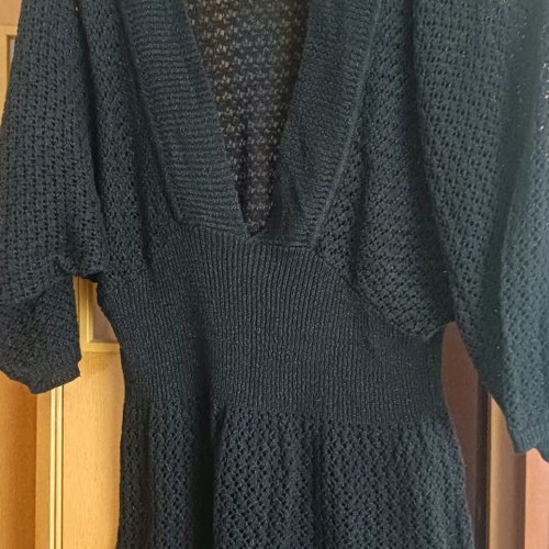 Knitted blouse dress used, size M, black with silver thread