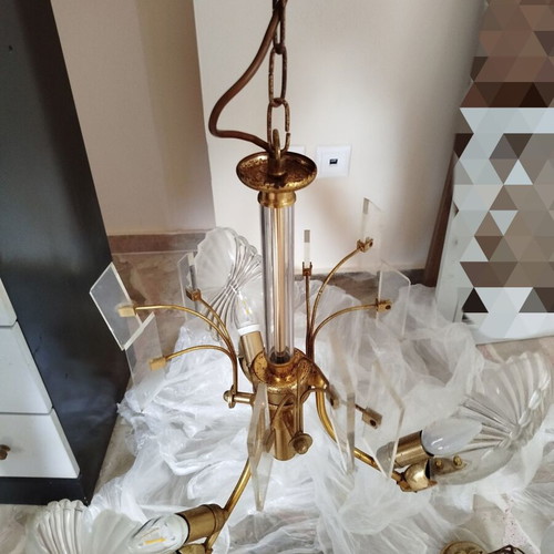 Vintage ceiling lights used, set of two, quadruple and triple