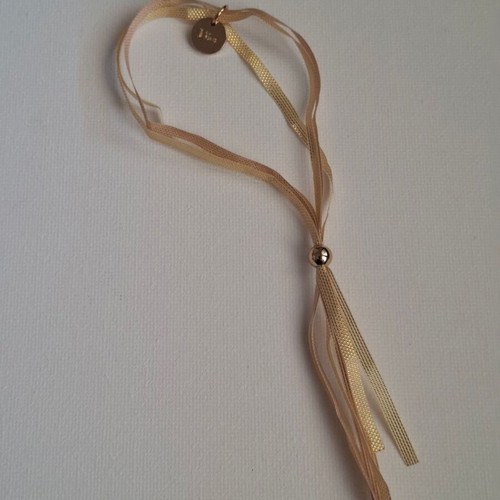 Dior bracelet with charm and adjustable ribbon new, gold and beige