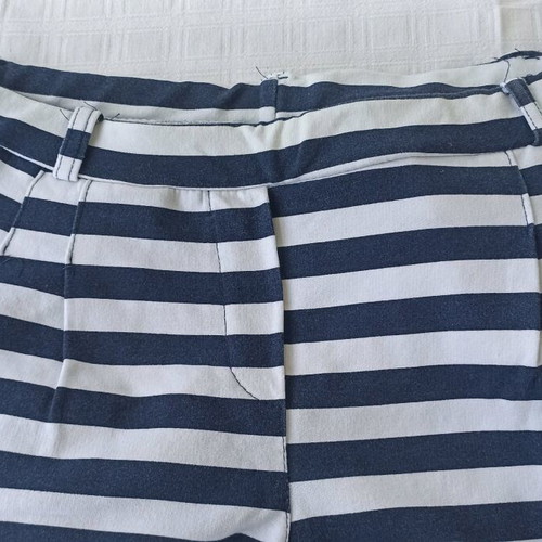 Cotton Capri Pants for Women used, white and blue stripes, size M