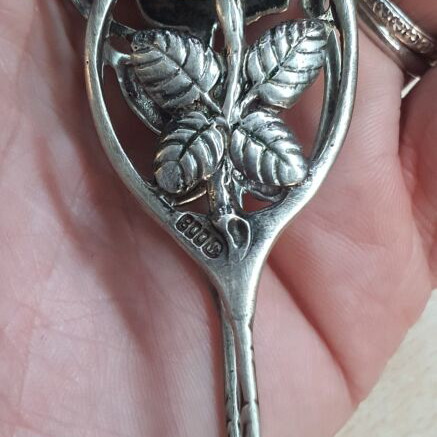 Vintage Silver 800 Serving Tongs used, 14.5 cm