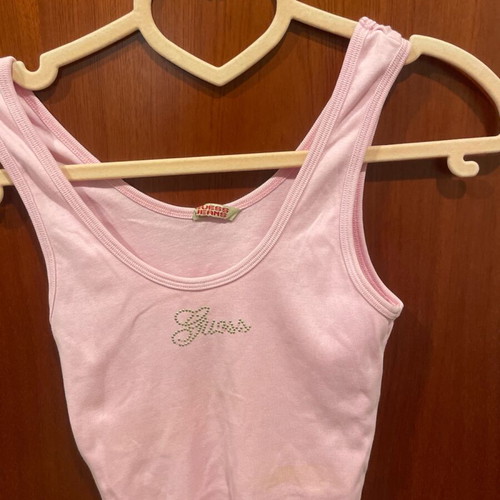 Guess top pink light, cotton, sleeveless, like new, size S