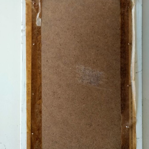 Vintage decorative frame with blue flower in vase, like new