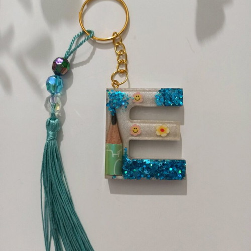 Handmade monogram keychain new made of resin