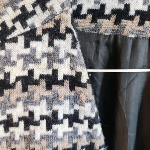 Vintage checked jacket large with shoulder pads handmade like new, gray brown