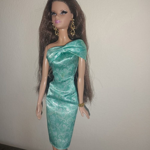 Barbie Red Carpet green dress used, Black Label collector doll 2013