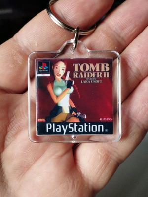 Tomb Raider 2 PS1 keychain new acrylic