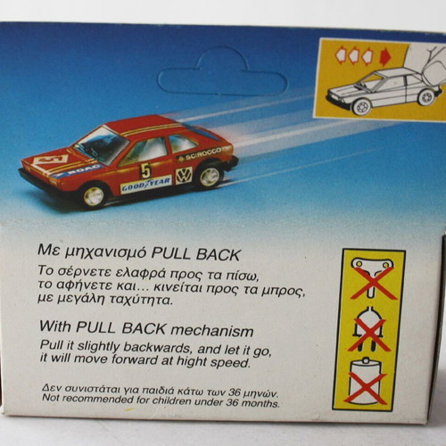Vintage 70's Joy Toy No7 Scirocco VW toy car with pull back mechanism new