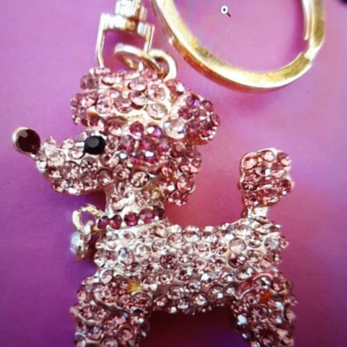 Key holder pink multicolor, new, 5x4.5 cm poodle figure