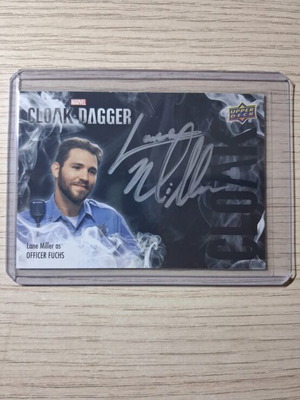 Lane Miller as Officer Fuchs Cloak Dagger Marvel autograph card Upper Deck