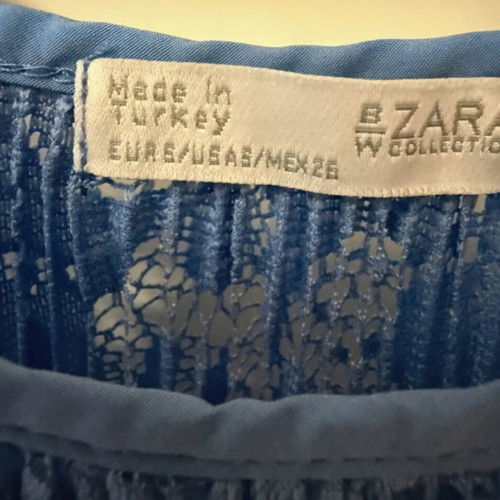 Zara lace top with pleated details, like new, royal blue