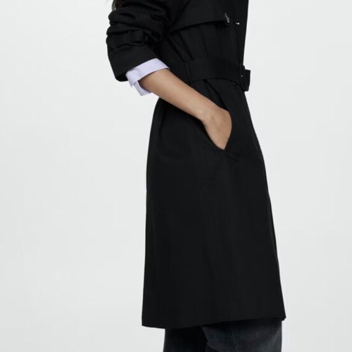 Mango black trench coat new, size M