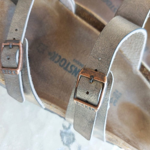 Birkenstock Mayari sandals used, size 39, gold-bronze metallic