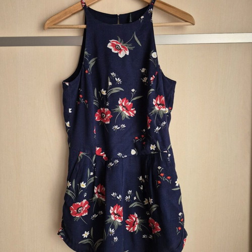 Stradivarius navy floral playsuit used