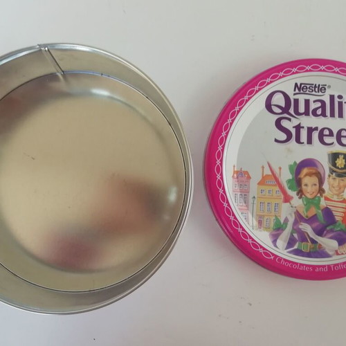 Nestle Quality Street metal tin used, round