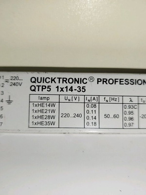 Osram Quicktronic Professional QTP5 ballast pack of 4 used for T5 lamps 14-35W