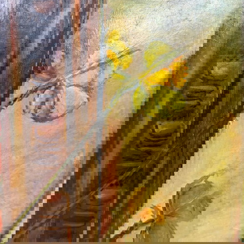 Έργο τέχνης Γ. Πατριαρχέας μεταχειρισμένο, βάζο με λουλούδια σε κορνίζα