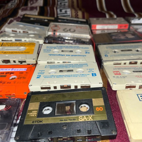 Collection of 32 used cassette tapes Greek laiko, children's stories, TDK/Agfa