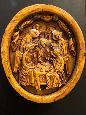 Small embossed image used, theme The Hospitality of Abraham