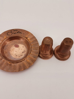 Salt shaker pepper shaker ashtray used copper Zambia
