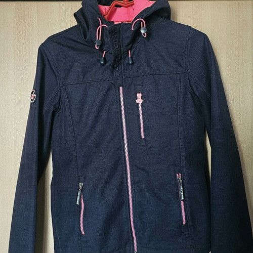 Superdry jacket small size like new, blue and pink