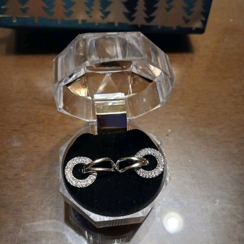 Silver S925 earrings with zircon and gift packaging new