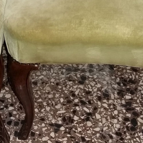 Antique chairs like new, set of 6 with green velvet upholstery