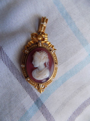 Antique 19th century pendant used, family heirloom 18k gold