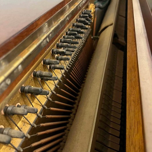 Bernhard Steiner Upright Piano Like New With Walnut Finish And Stool