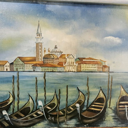 Painting Venice with Gondolas used, oil on canvas, Svetla Ivanova 2007