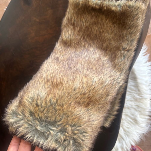 Faux Fur Brown Leg Warmers like new, 39cm, elastic opening