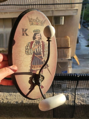 Vintage wooden and iron wall hook "King of solitaire" 1990, like new