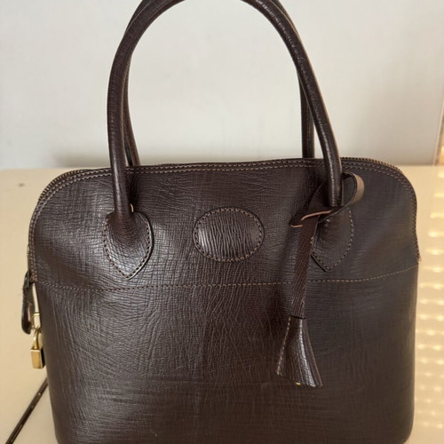 Pourchet Paris leather handbag like new, dark brown